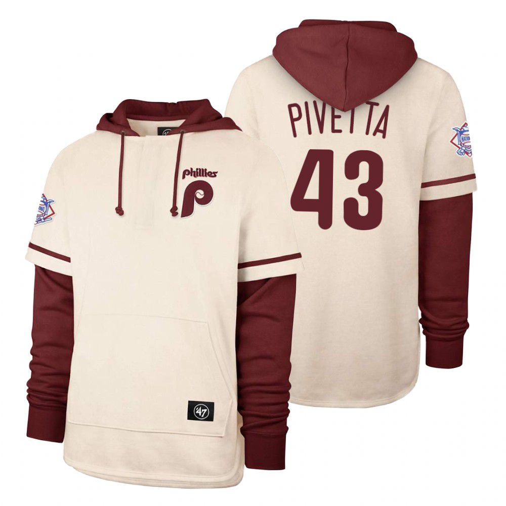 Men Philadelphia Phillies #43 Piveita Cream 2021 Pullover Hoodie MLB Jersey